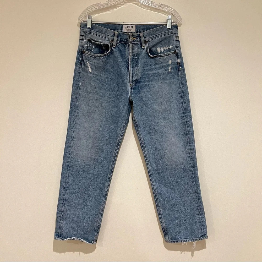 AGOLDE Baggy Waist High Waisted Straight Leg Classic Designer Denim Jeans 27 - Picture 2 of 7